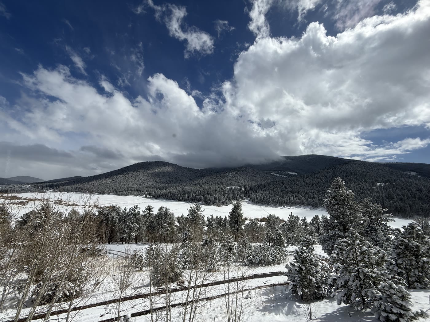 Snowy mountain vista